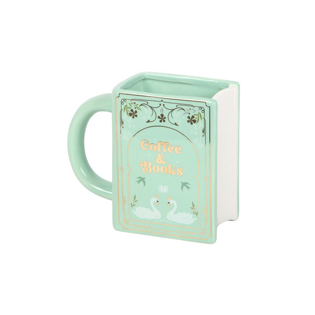 Coffee and Books Green Book Shaped Mug - product image 2