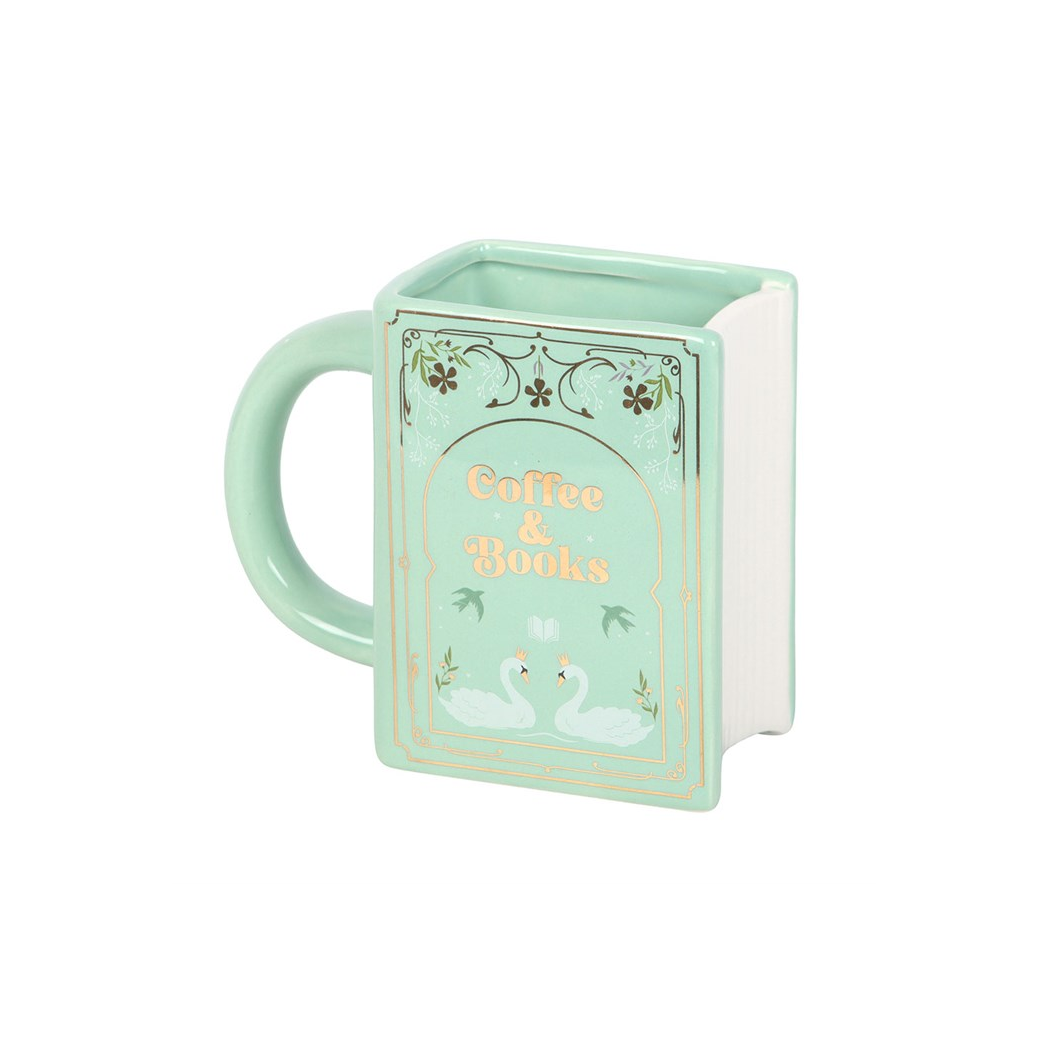 Coffee and Books Green Book Shaped Mug - product image 2