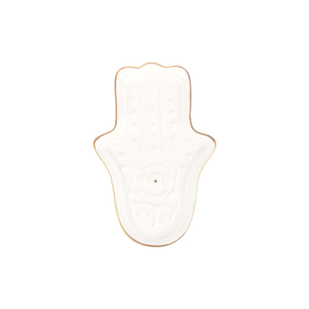 White Hamsa Hand Incense Stick Holder - product image 3