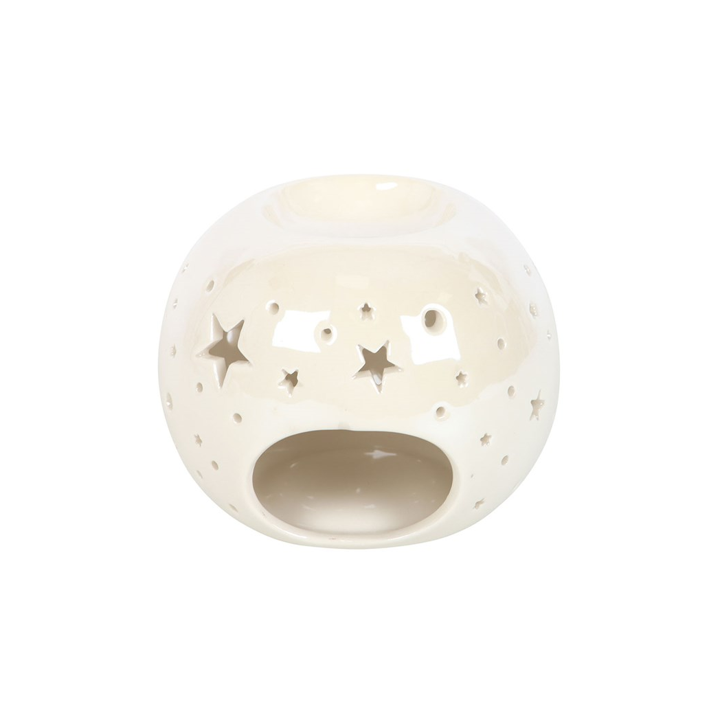 White Iridescent Star Oil Burner and Wax Warmer - product image 3