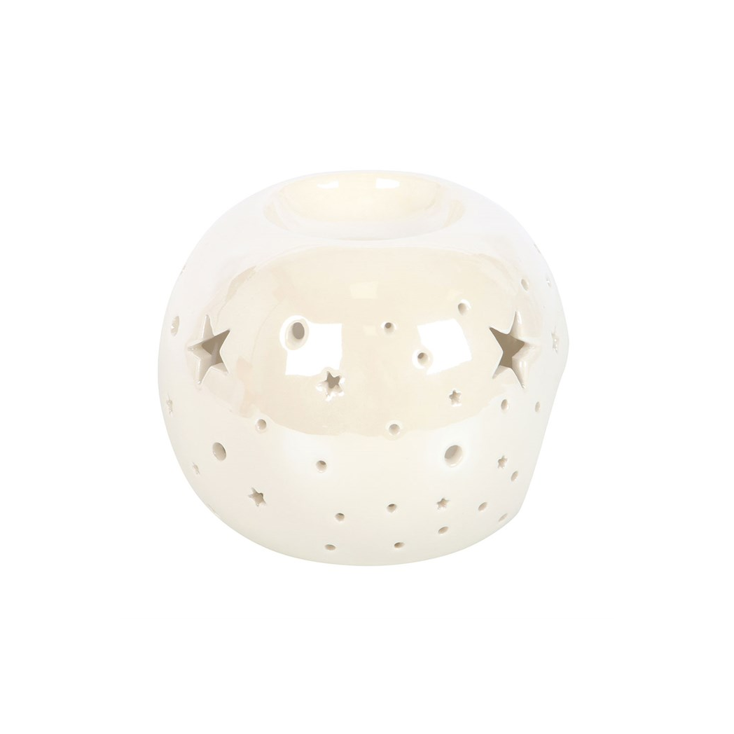 White Iridescent Star Oil Burner and Wax Warmer - product image 4