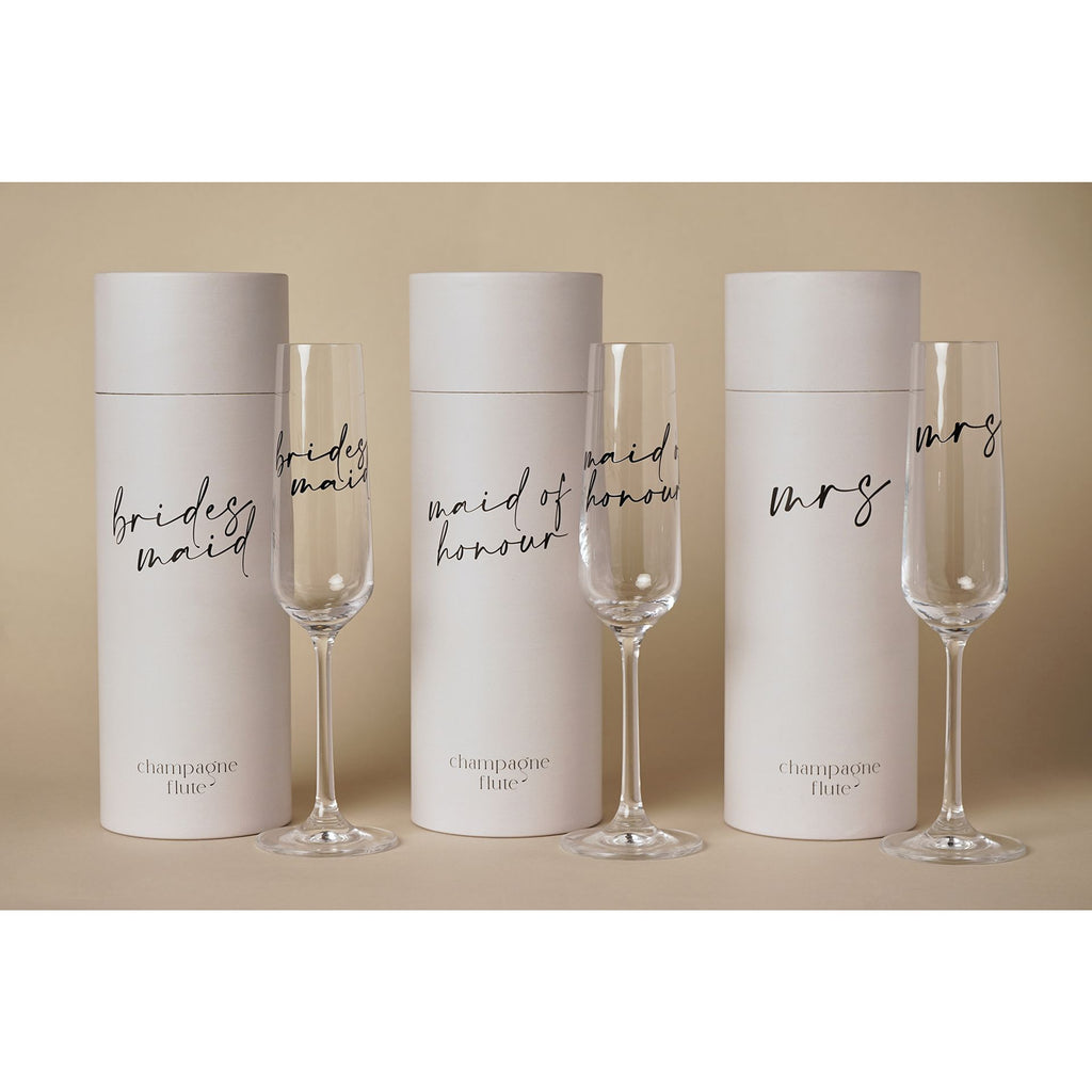 Amore Champagne Flute Black Words - Bridesmaid