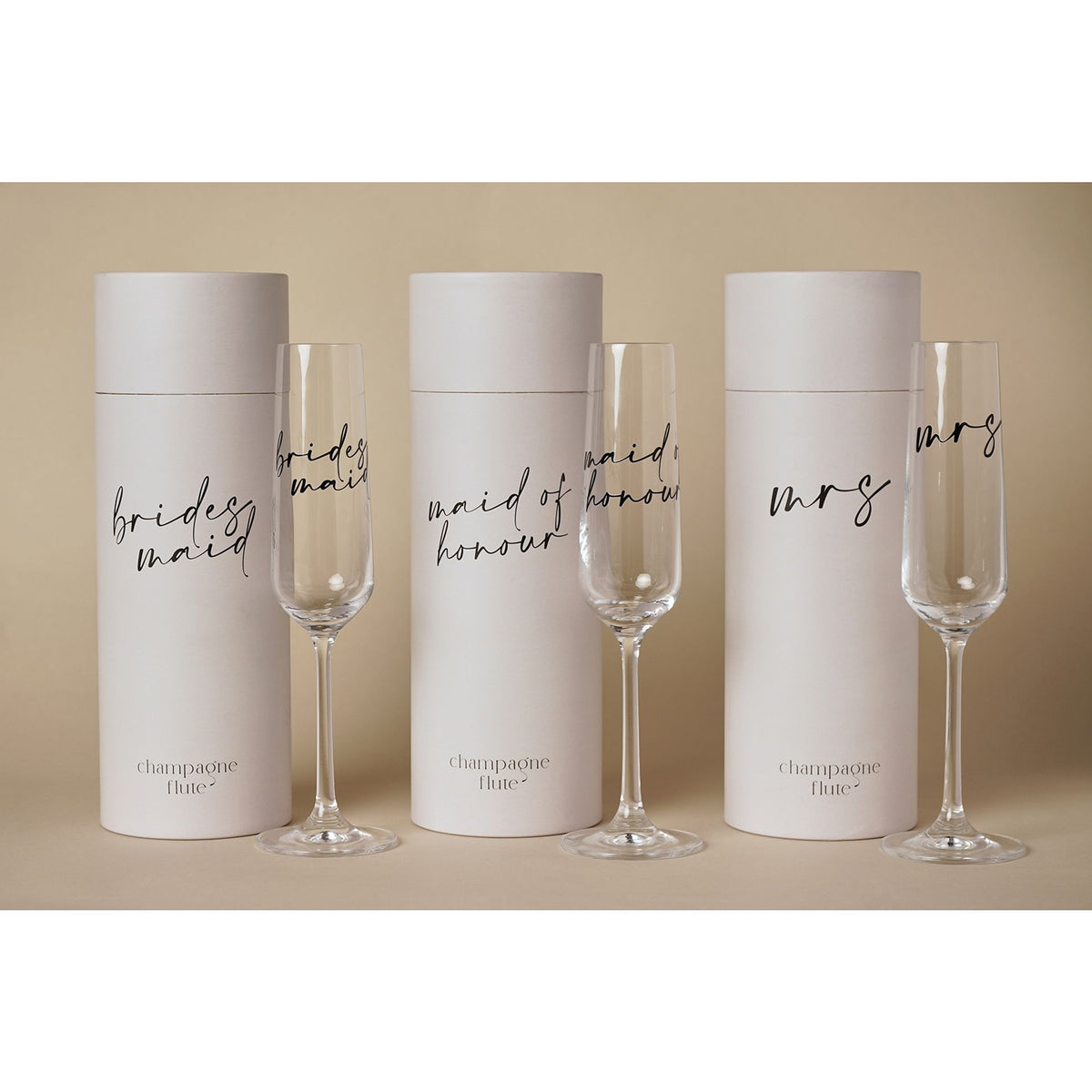 Amore Champagne Flute Black Words - Maid Of Honour