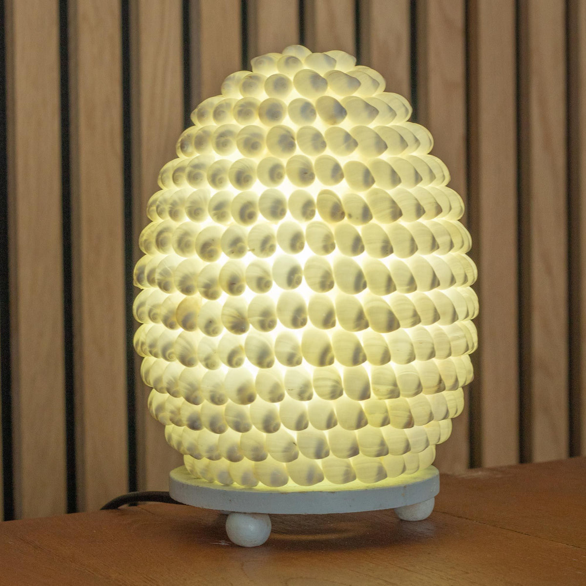 Oval 15cm Buting sea shell lamp with natural shell detailing