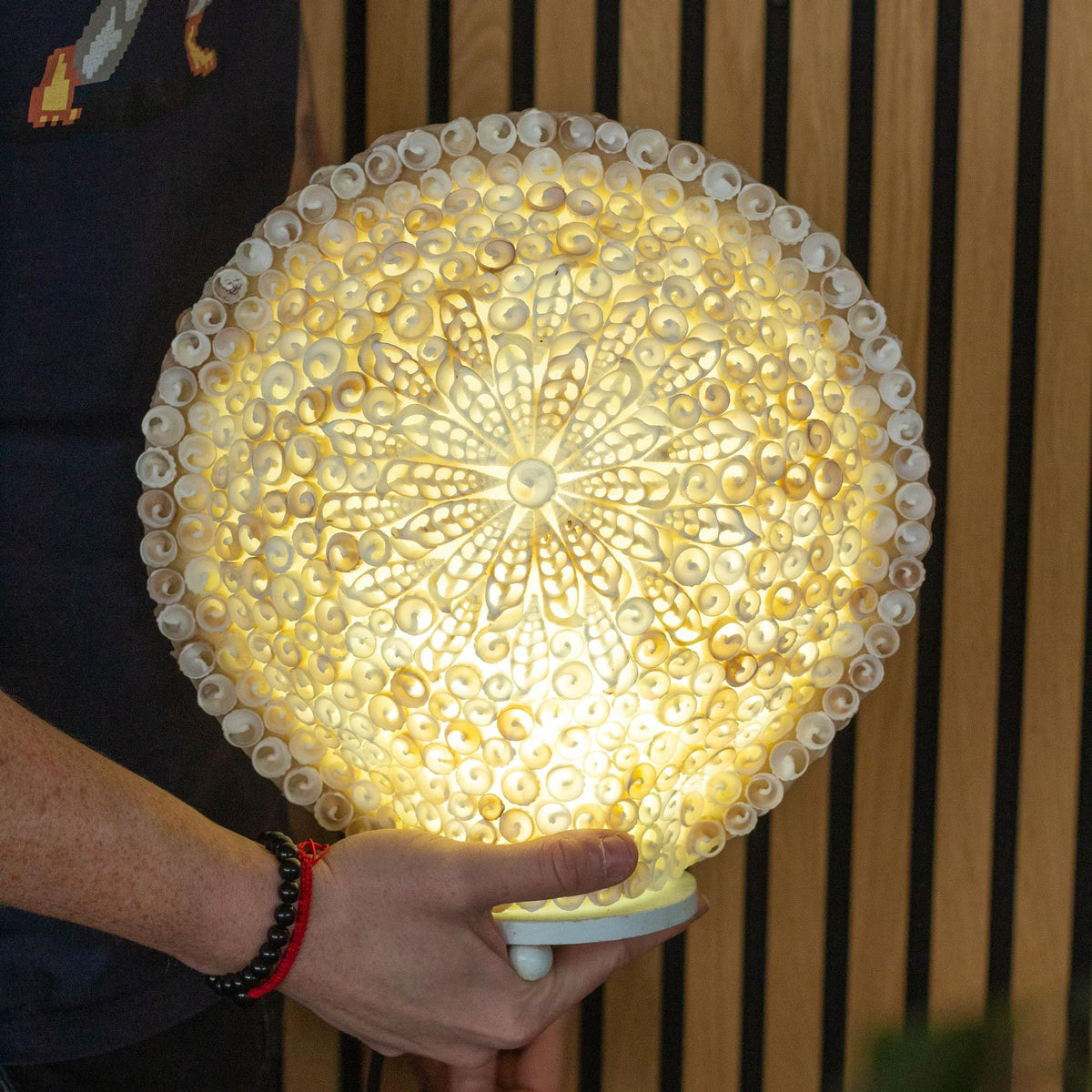 Boho Sea Shell Lamp - Cut Art Shell Large Round - 30cm – product view 2