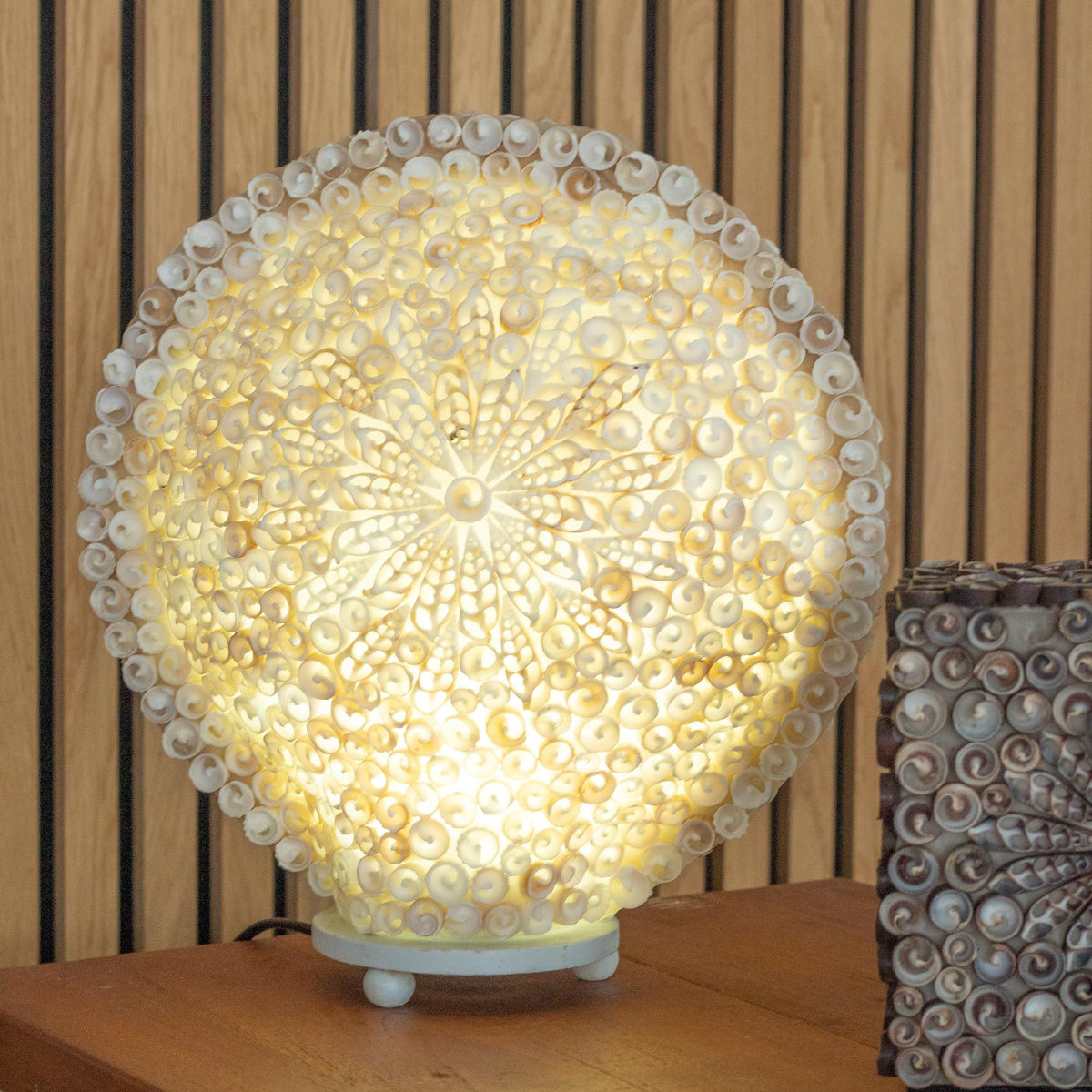 Boho Sea Shell Lamp - Cut Art Shell Large Round - 30cm – product view 4