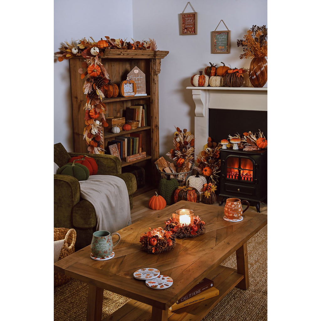 Country Living Handmade Natural Rattan Tall Pumpkin Decoration