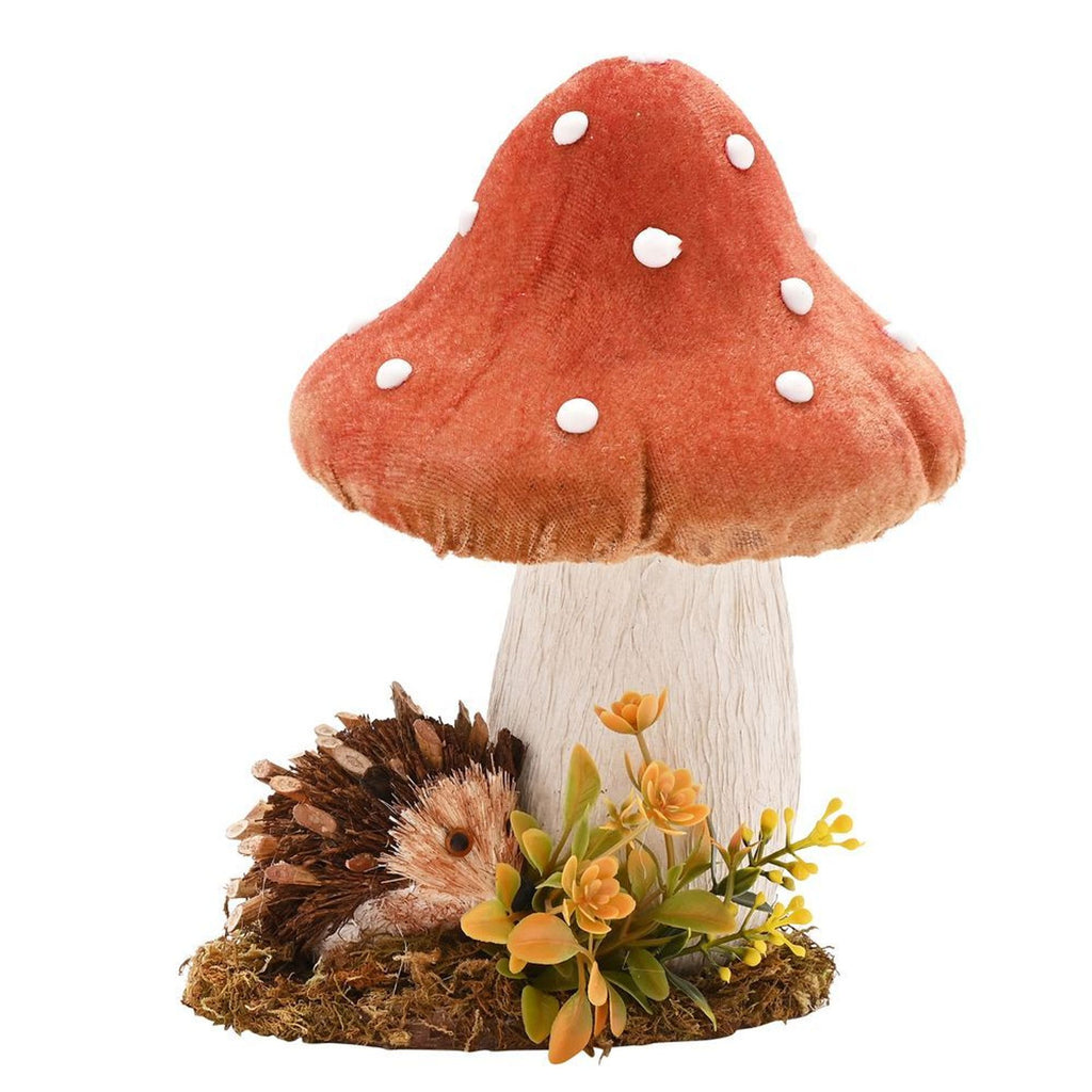 Country Living Natural Handmade Hedgehog Ornament with Mushroom