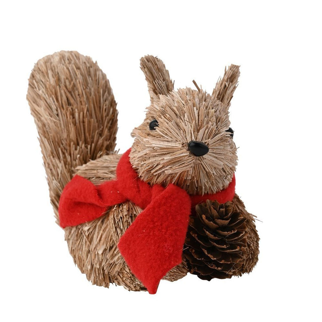Country Living Natural Handmade Hanging Squirrel In A Scarf With A Pinecone
