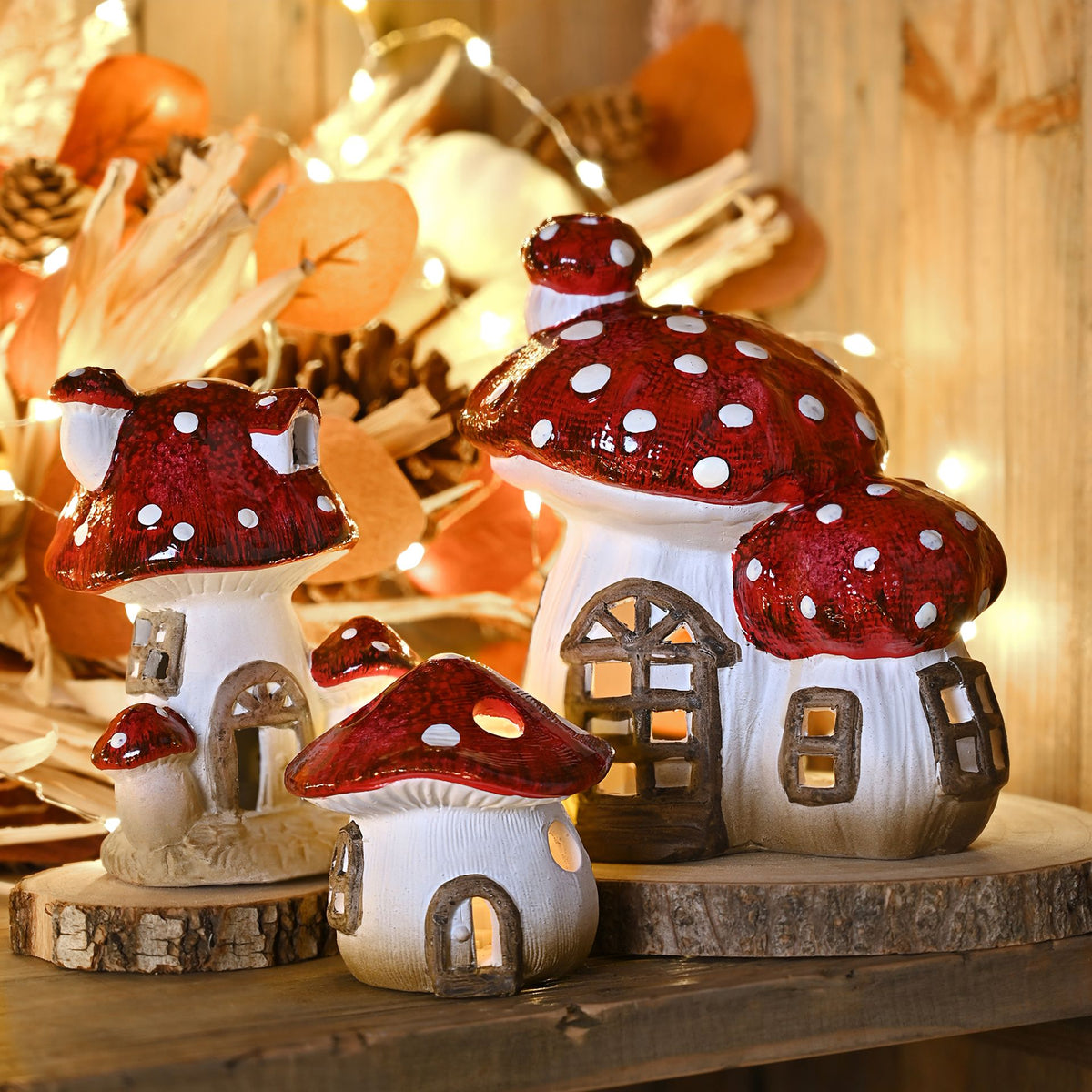 Country Living Toadstool Cottage with LED Light