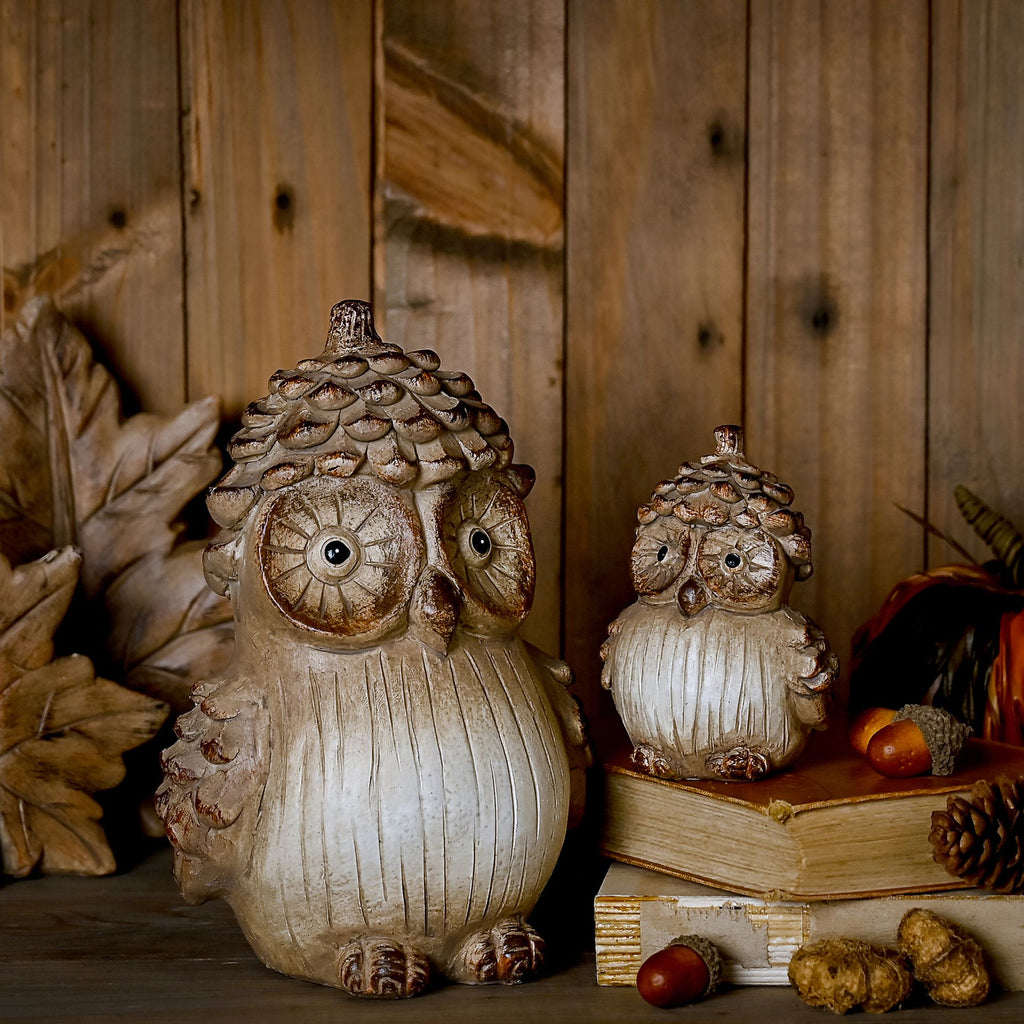 Country Living Wood Effect Resin Owl - Small