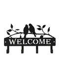 Country Living Metal Garden Plaque with Hooks & 2 Birds  - "Welcome"