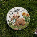 Country Living Cement Stepping Stones Highland Cow "Welcome"