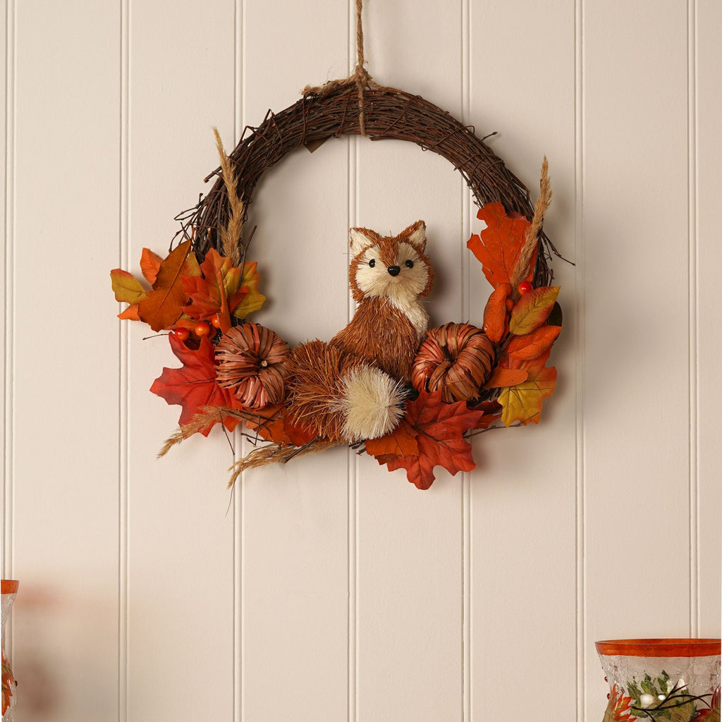 Country Living Rattan Fox Wreath - 39cm – product view 1