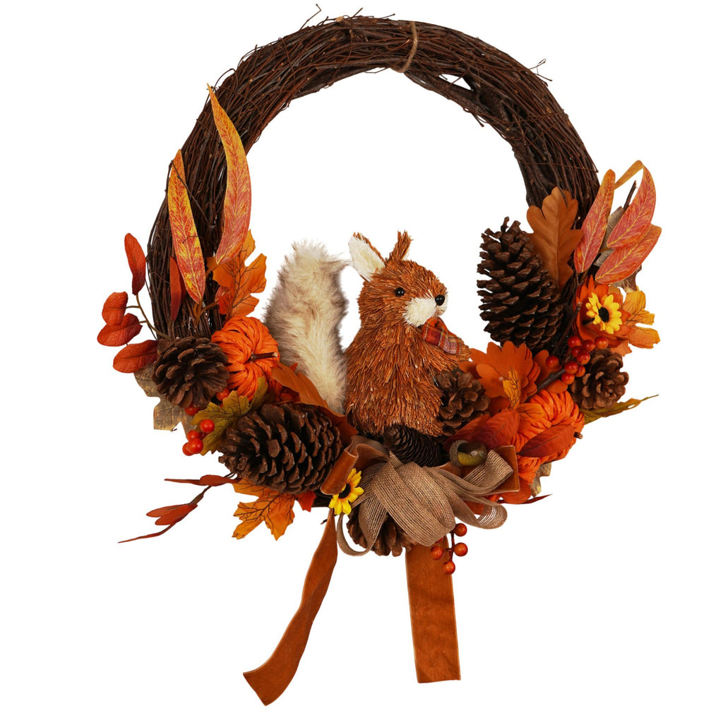 Country Living Rattan Squirrel Wreath - 50cm