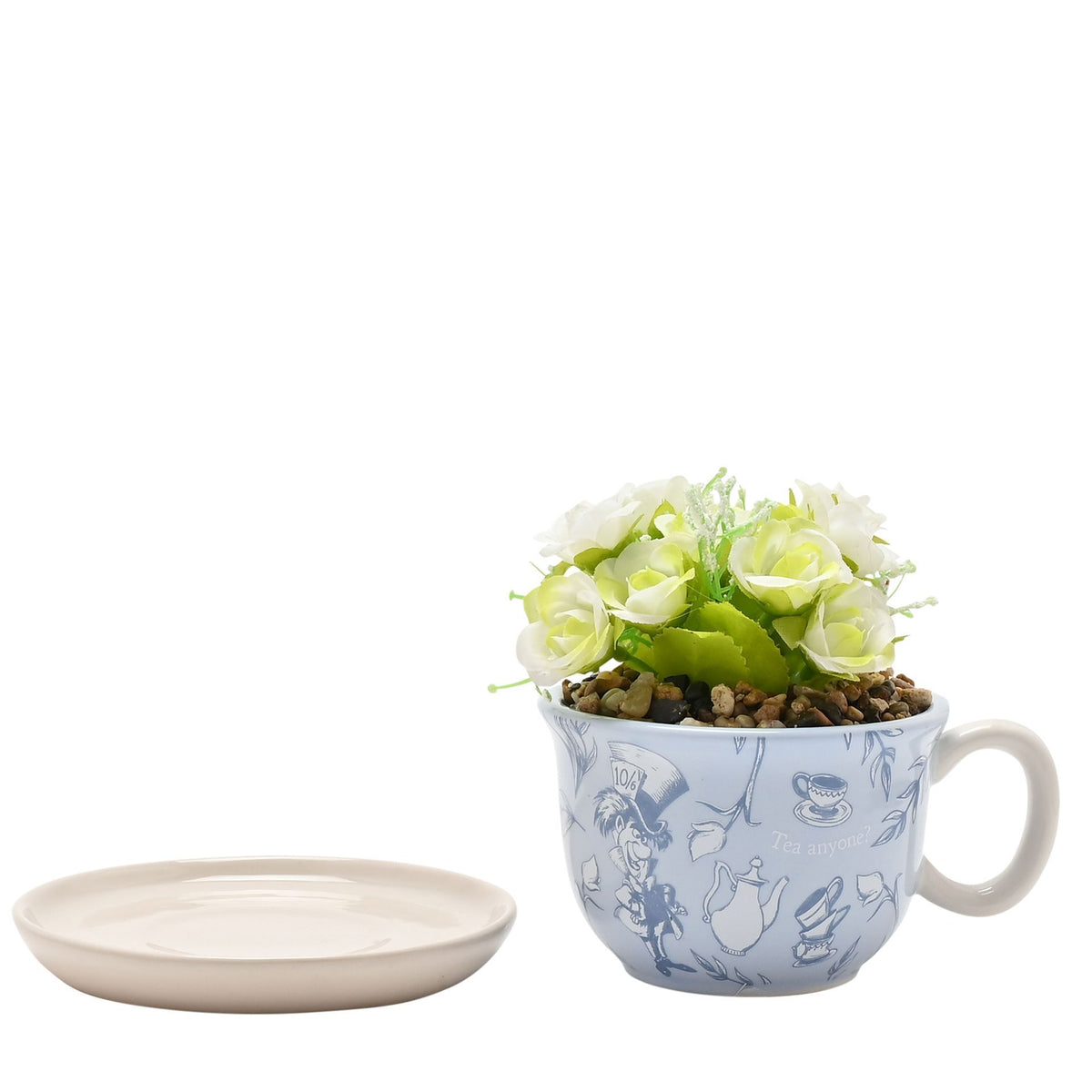 Disney Alice in Wonderland Teacup Planter with Faux Plant – product view 3