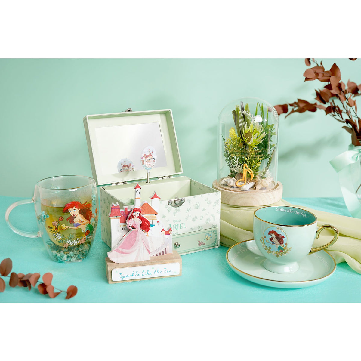 Disney Pastel Princess Floral Decorative Glass Mug - Ariel
