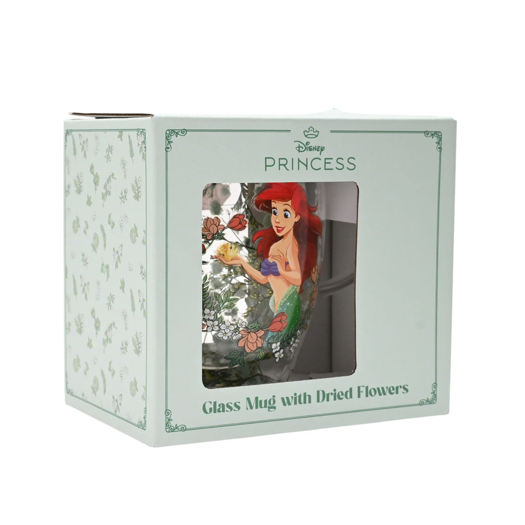 Disney Pastel Princess Floral Decorative Glass Mug - Ariel