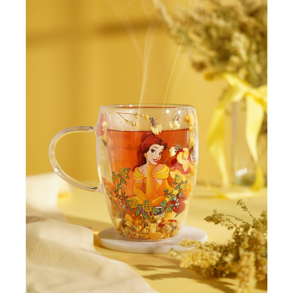 Disney Pastel Princess Floral Decorative Glass Mug - Belle