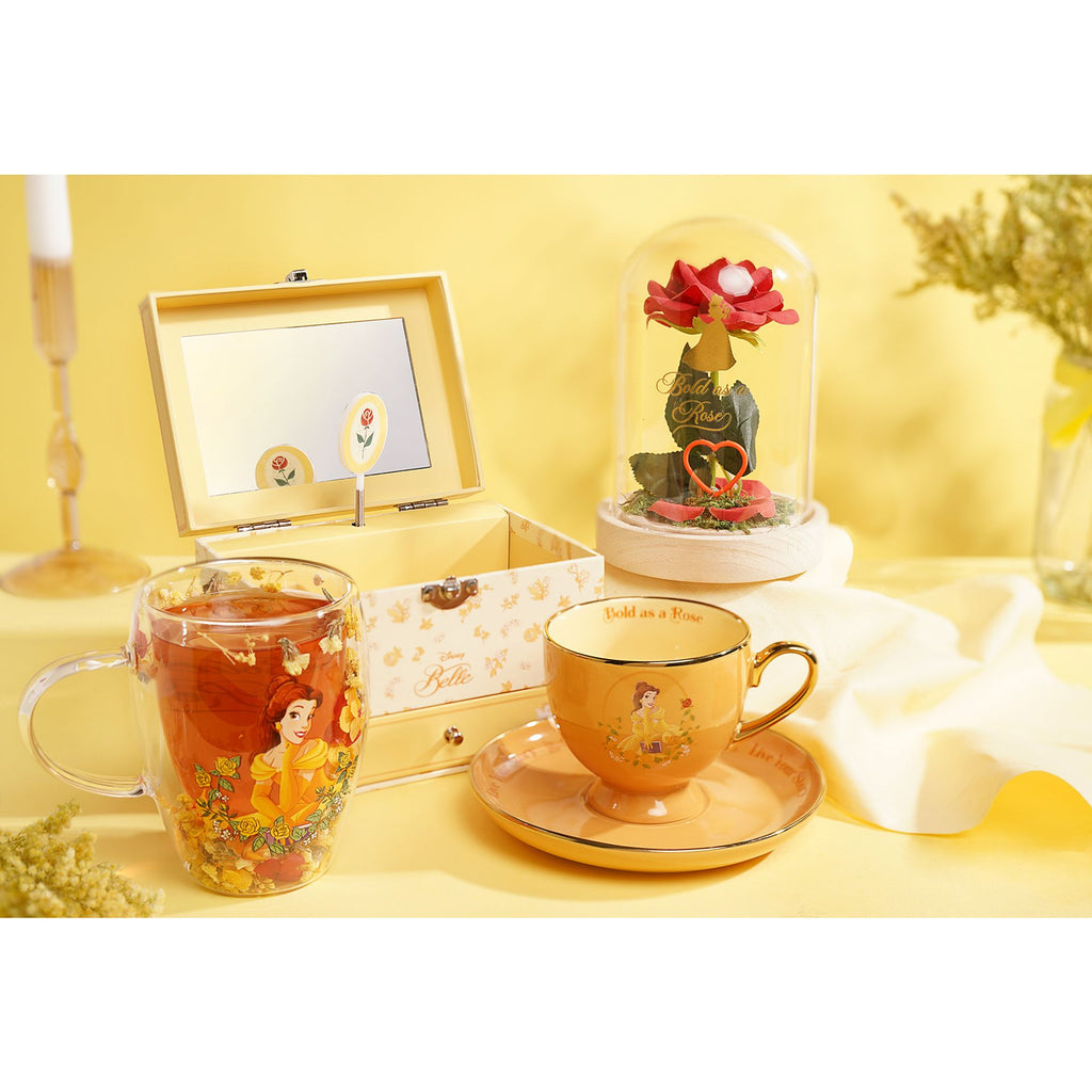 Disney Pastel Princess Floral Decorative Glass Mug - Belle