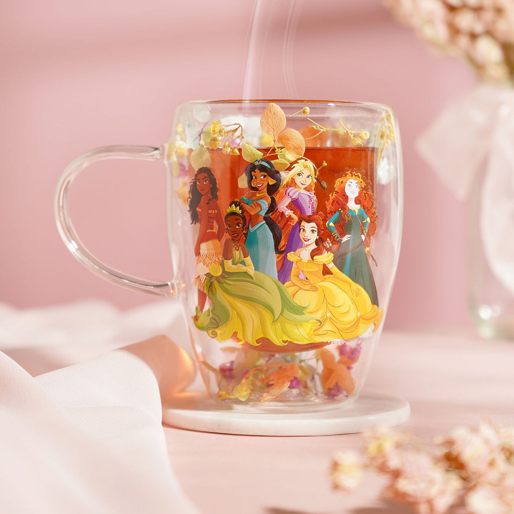 Disney Pastel Princess Floral Decorative Glass Mug - Multi Princess