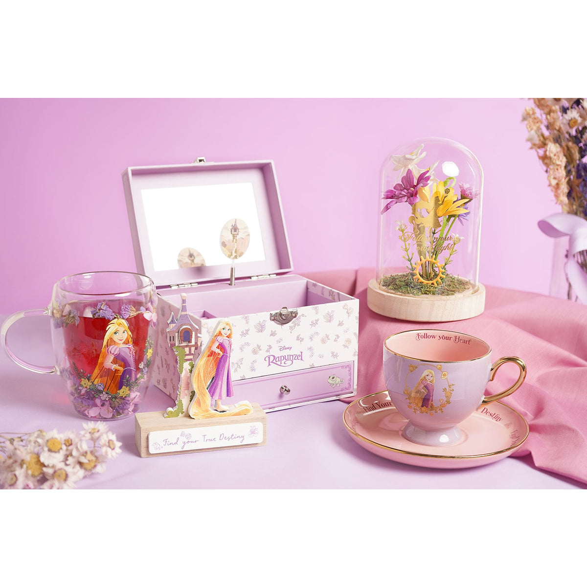 Disney Pastel Princess Floral Decorative Glass Mug - Rapunzel