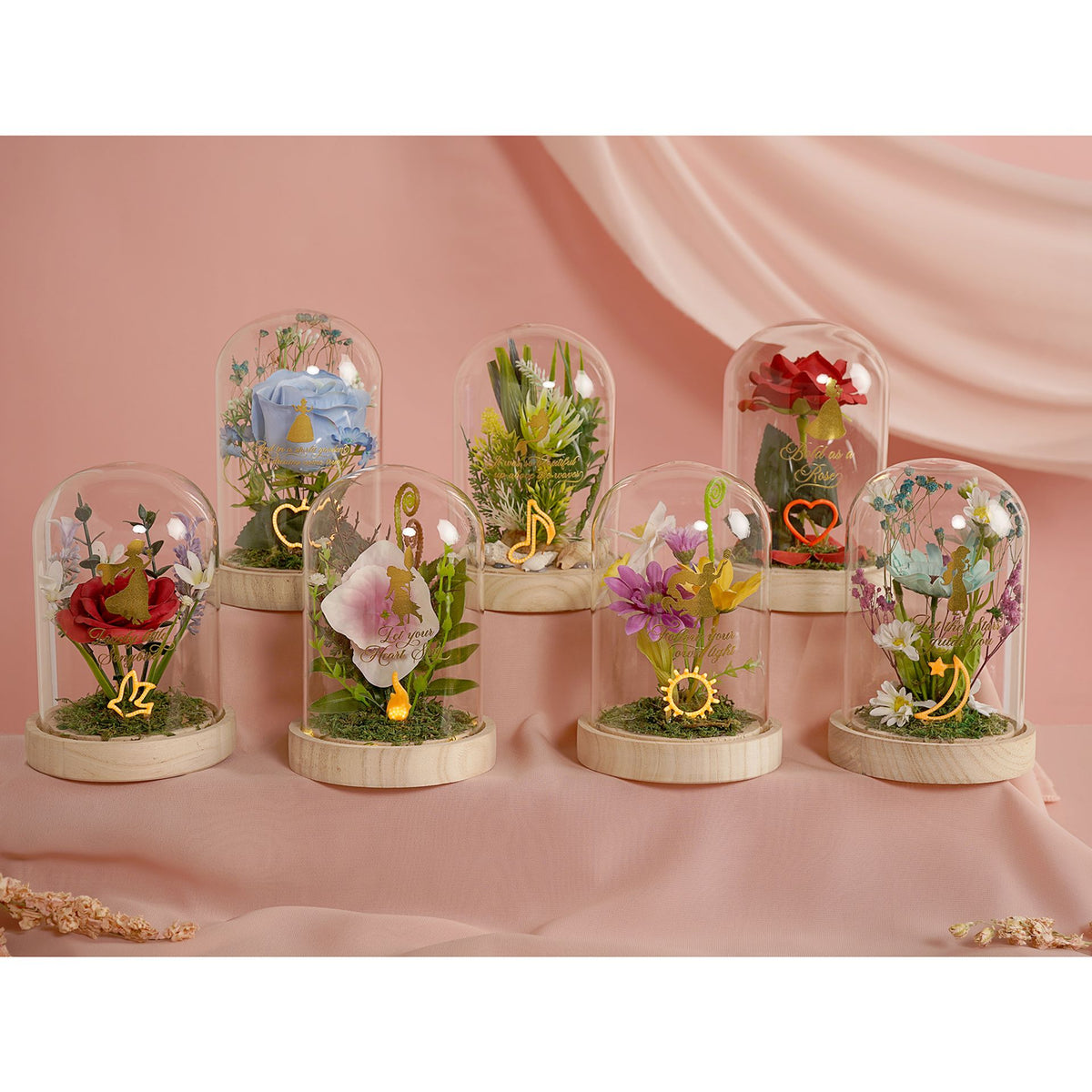Disney Pastel Princess Florals In A Cloche With Neon Light - Rapunzel