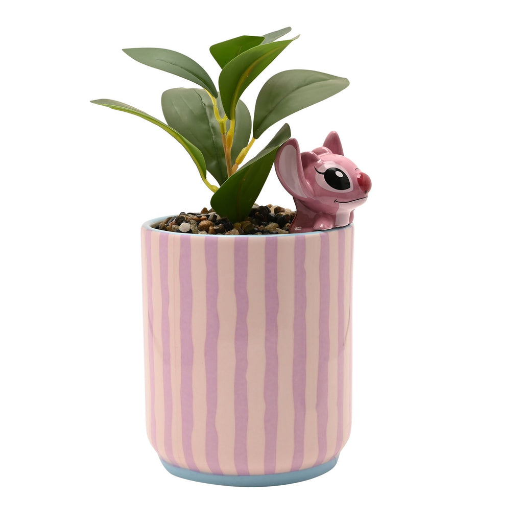 Disney Stitch Planter with 3D Angel & Faux Plant – product view 3