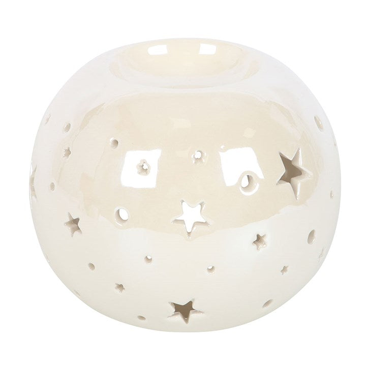 White Iridescent Star Oil Burner and Wax Warmer - product image 5