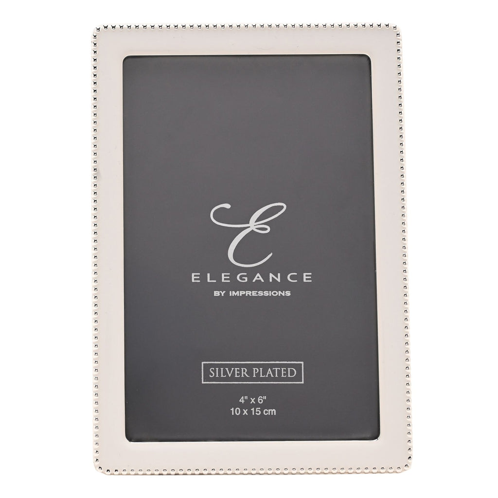 Elegance Silverplated White Epoxy Beaded Photo Frame 4" x 6" - image 2