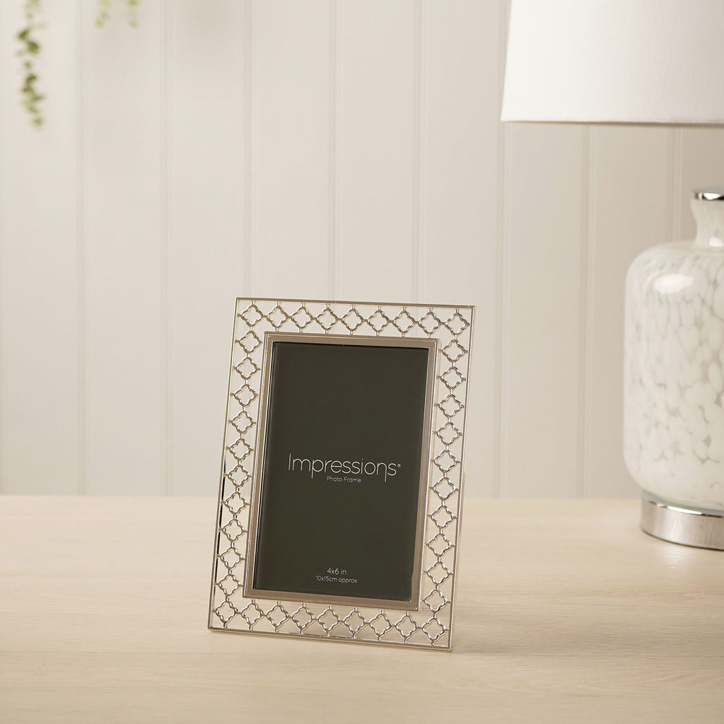 Impressions Lattice Cut Metal Plated Silver Photo Frame 4" x 6"
