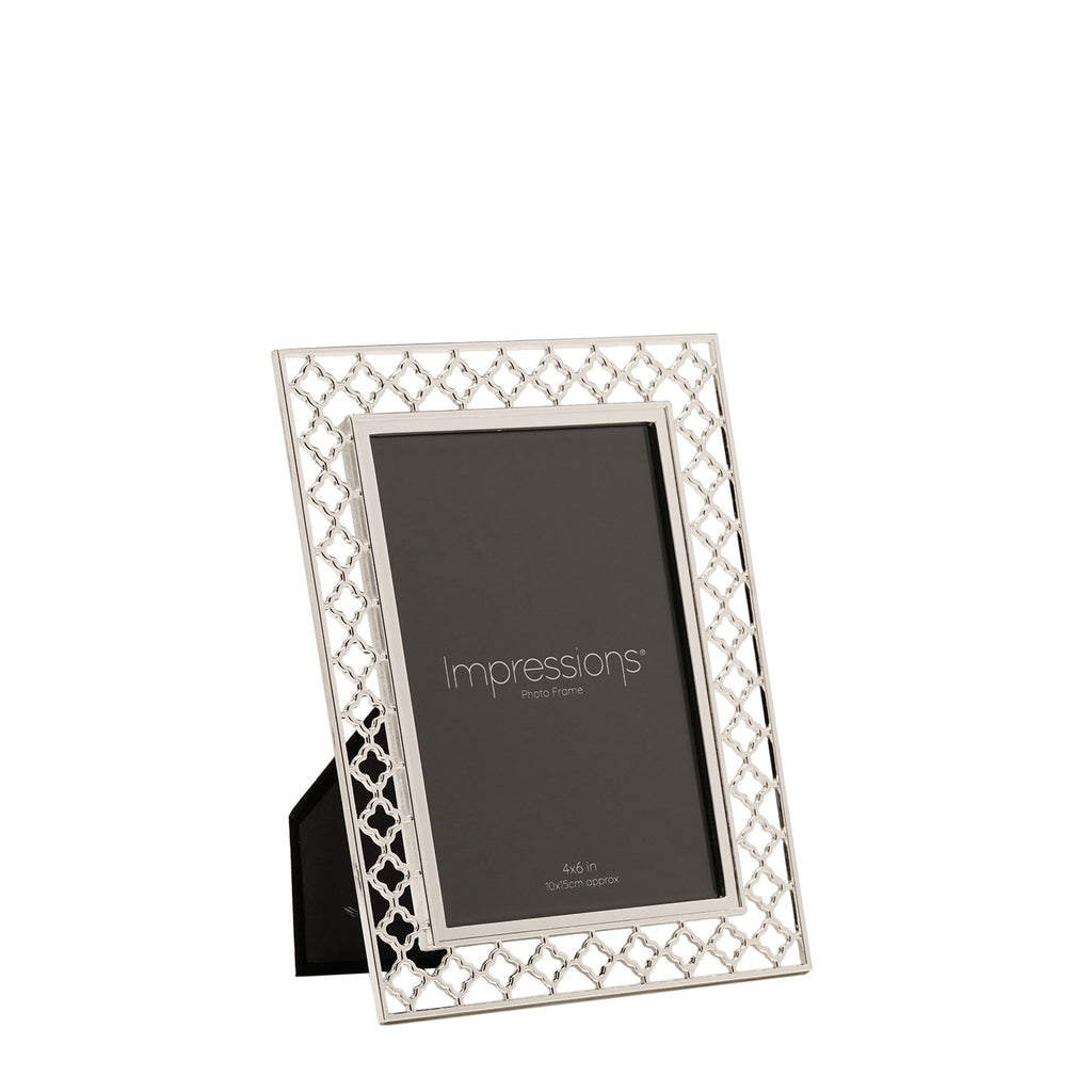 Impressions Lattice Cut Metal Plated Silver Photo Frame 4" x 6" - image 2
