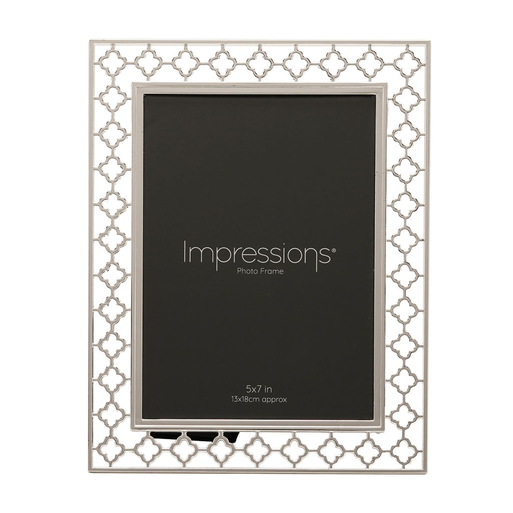 Impressions Lattice Cut Metal Plated Silver Photo Frame 5" x 7" - image 3