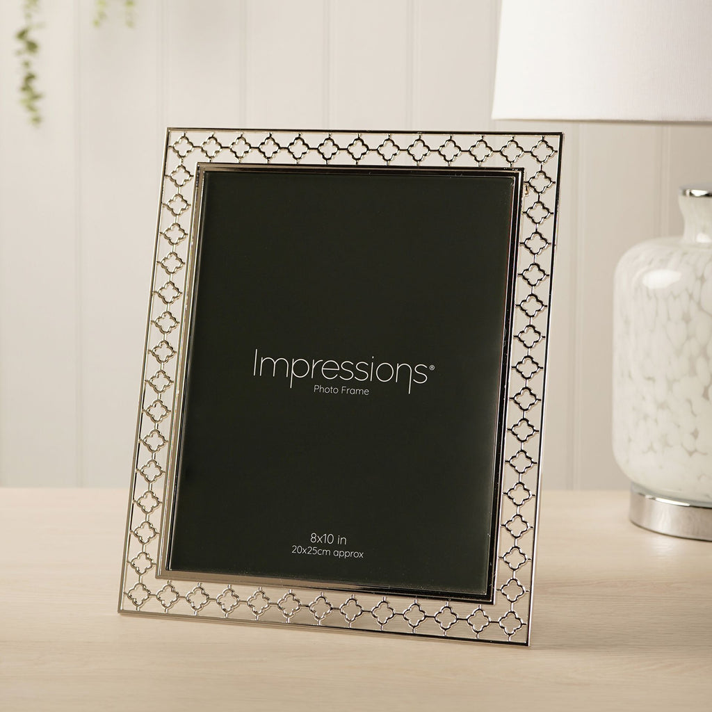 Impressions Lattice Cut Metal Plated Silver Photo Frame 8" x 10"