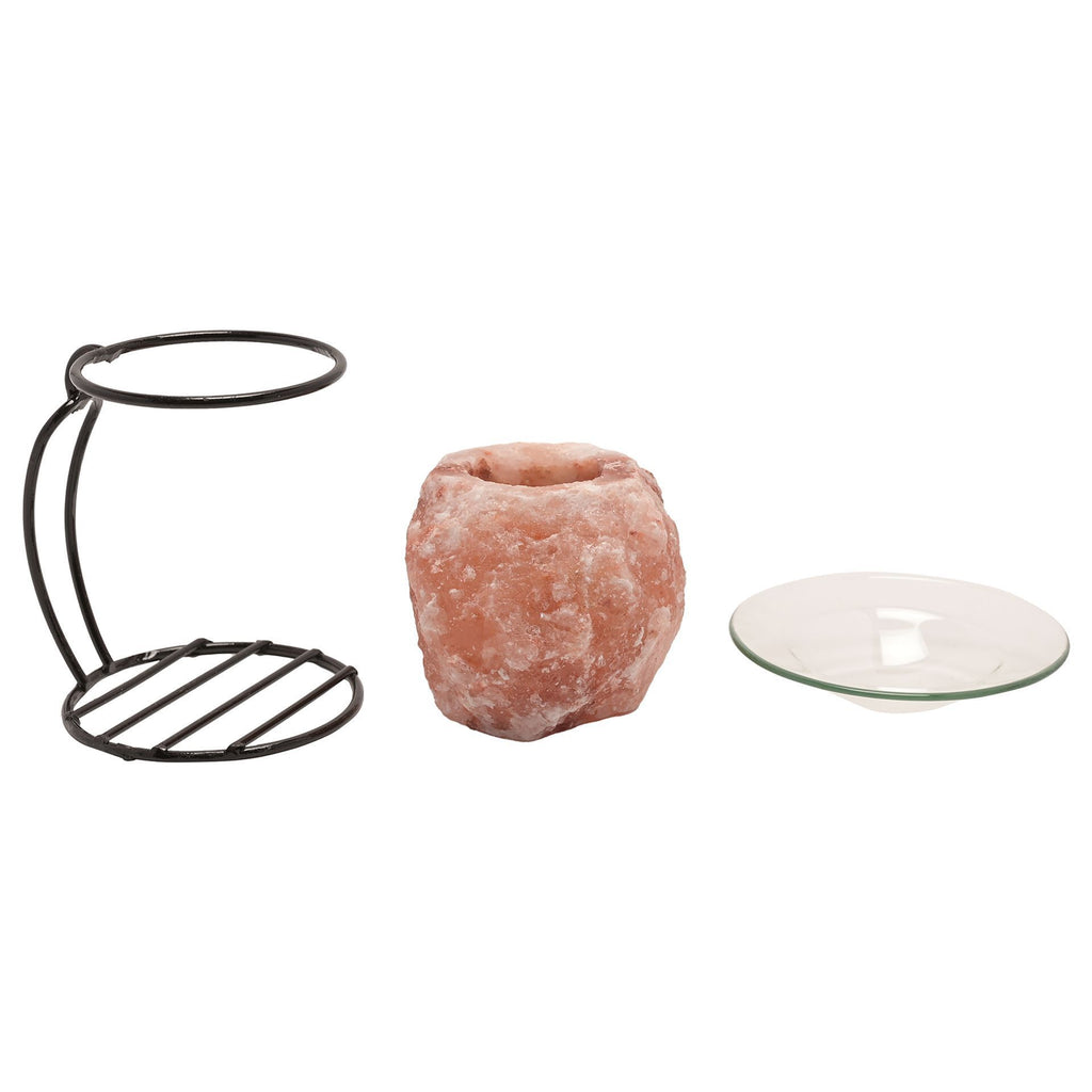 Rock Salt Oil Burner on Metal Stand