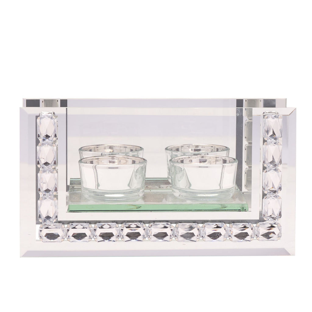 Hestia Crystal Rectangle Double Tealight Holder