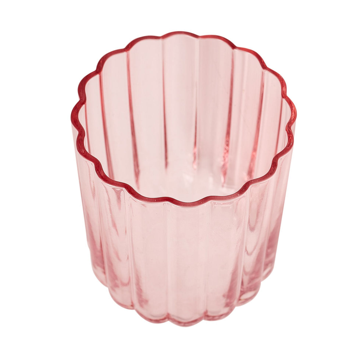 Set Of 2 Hestia Bright Pink Scalloped Glass Tumblers - Small *(32/12)*