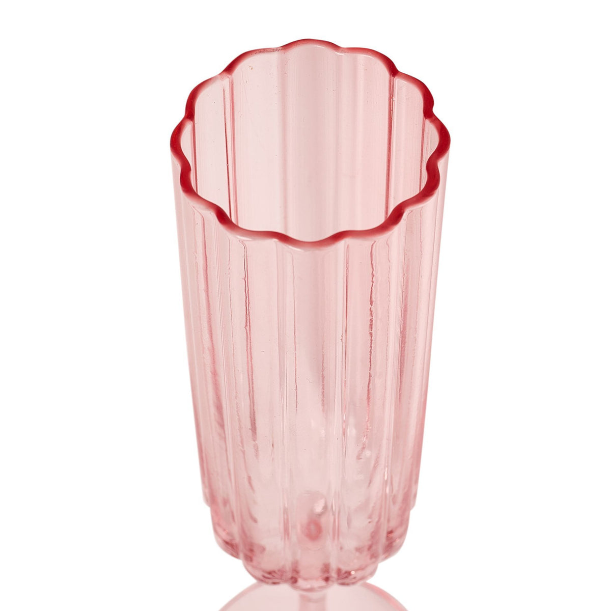 Set of 2 Hestia Bright Pink Scalloped Glass Champagne Flutes