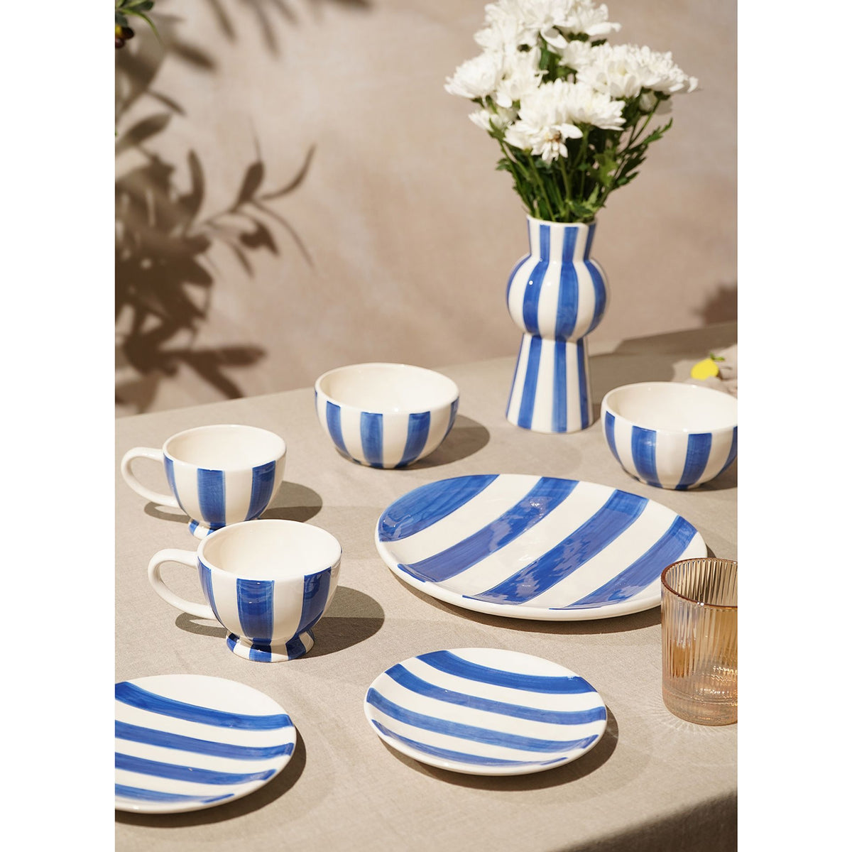Hestia Blue & White Striped Tall Vase - image 5