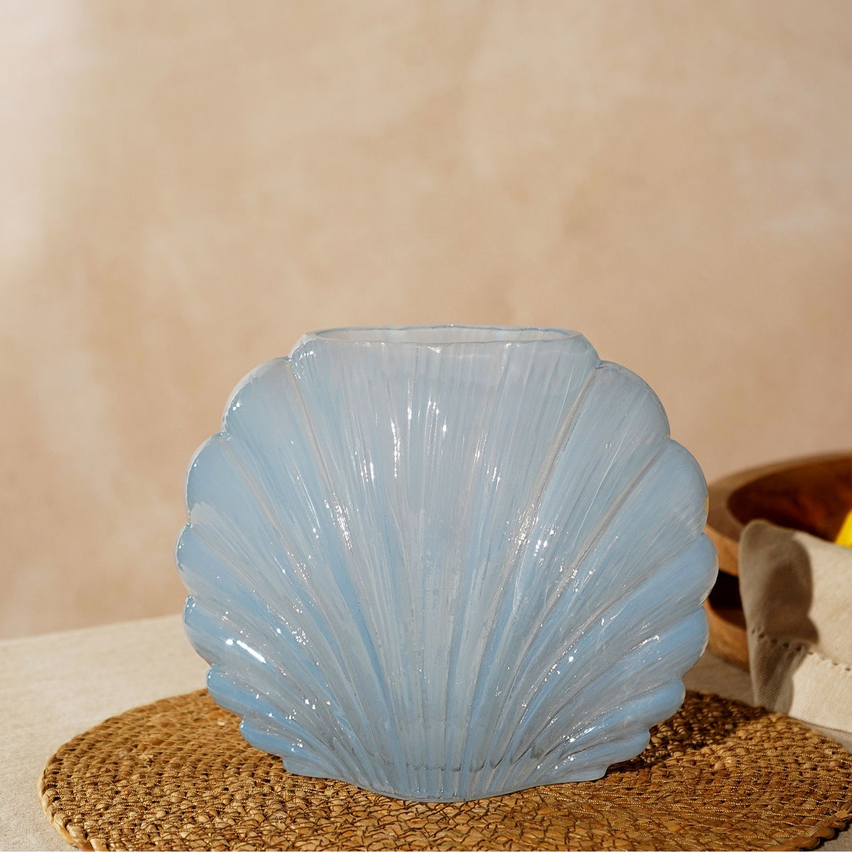 Hestia Blue Shell Shaped Glass Vase - image 2