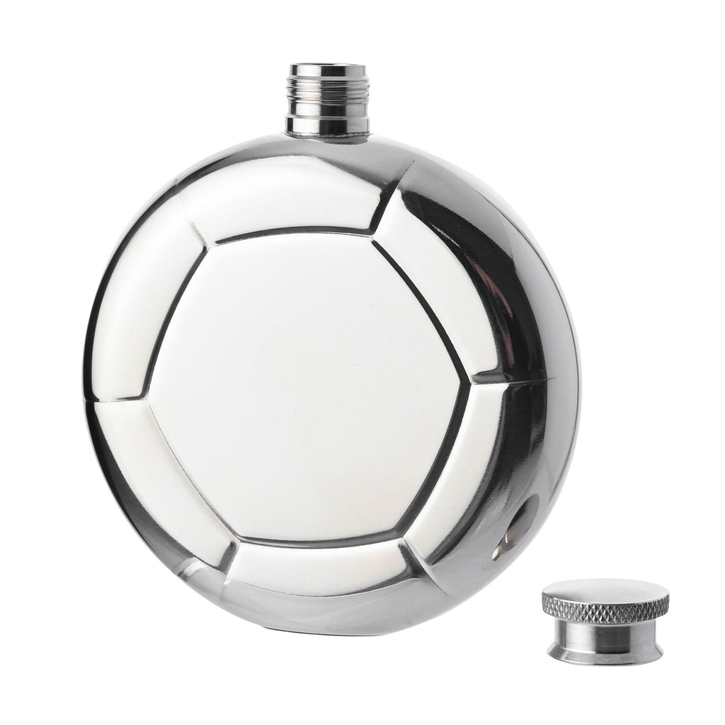 Harvey Makin Classic Hip Flask 5oz Mirror Polished - Football