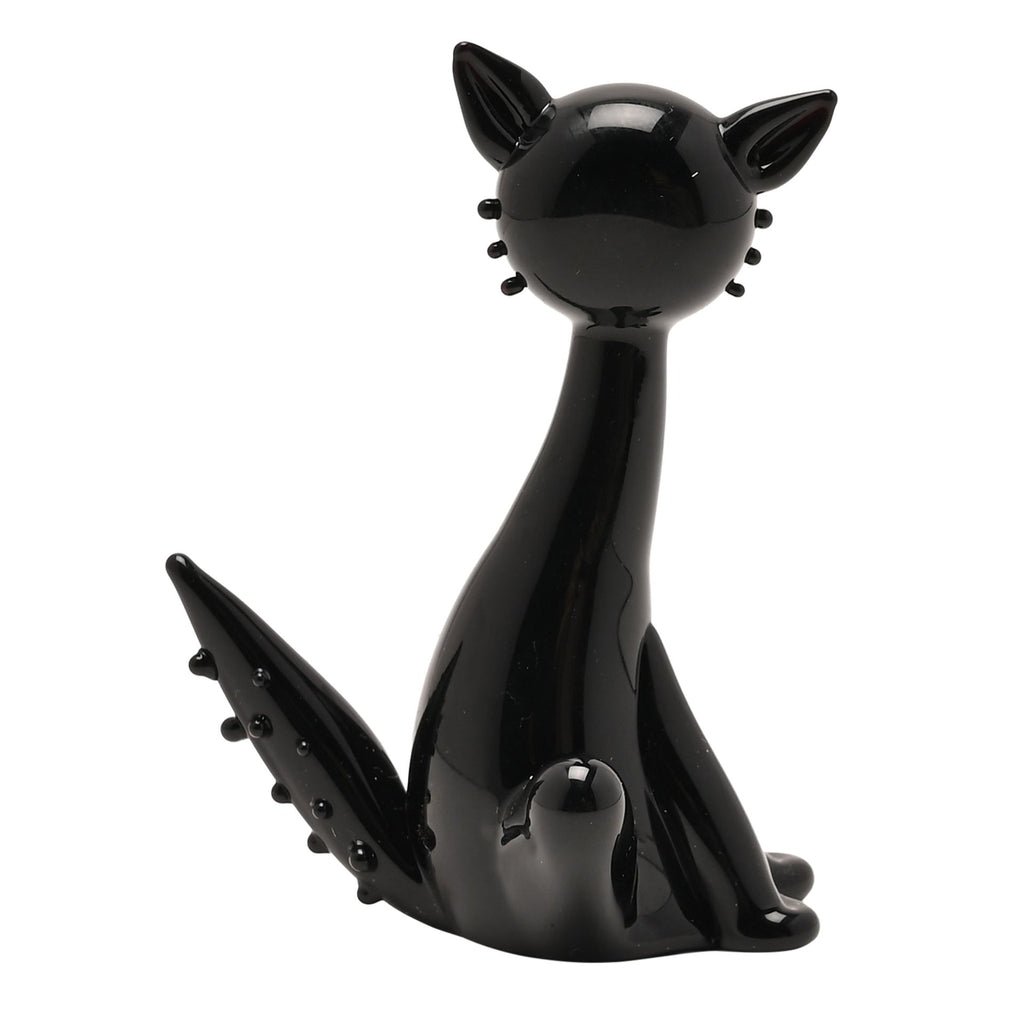Objets D'art Miniature Glass Figurine - Black Cat