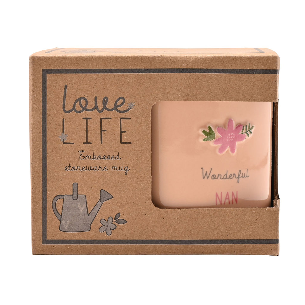 Love Life Embossed Mug - Nan