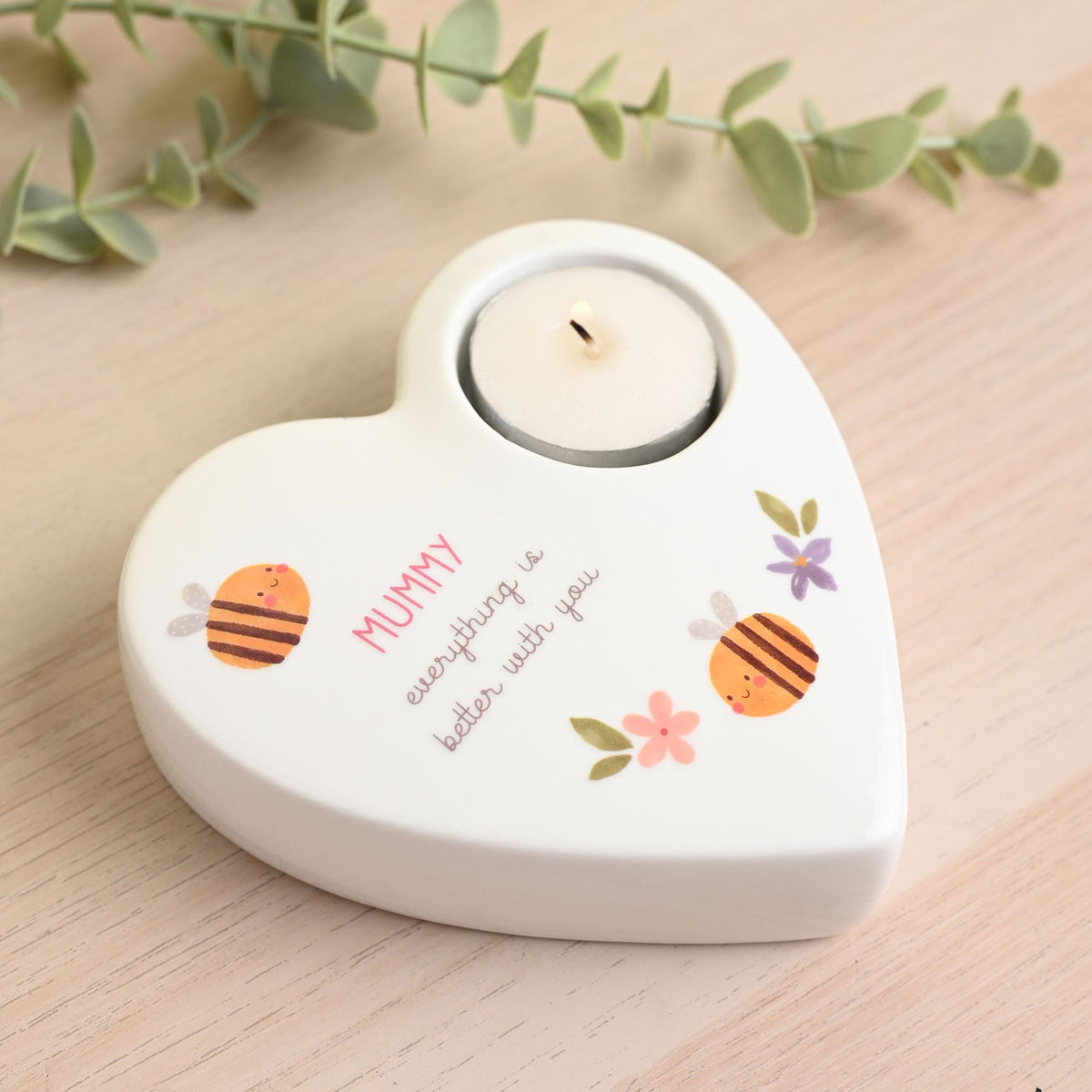 Love Life Ceramic Tea Light Candle Holder - Mummy