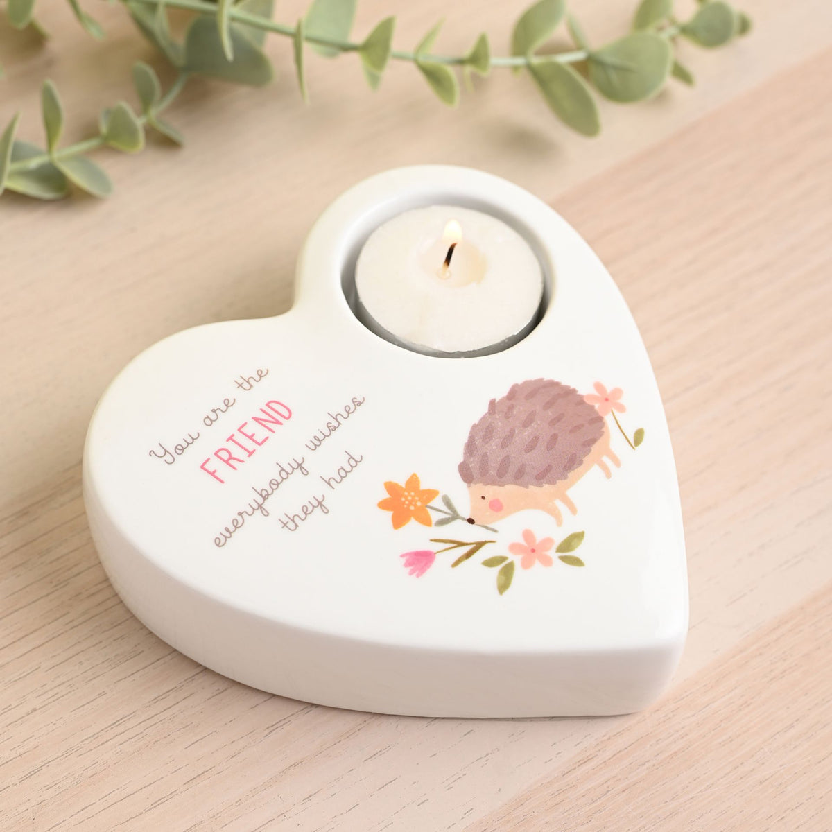 Love Life Ceramic Tea Light Candle Holder - Friend