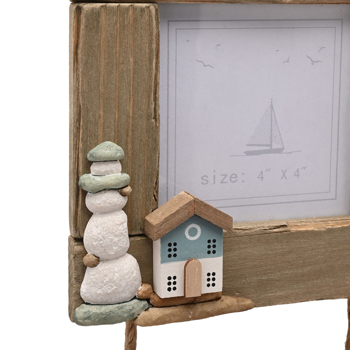 Love Life By The Sea Driftwood Triple Hanging Frame with Sea Glass - image 4