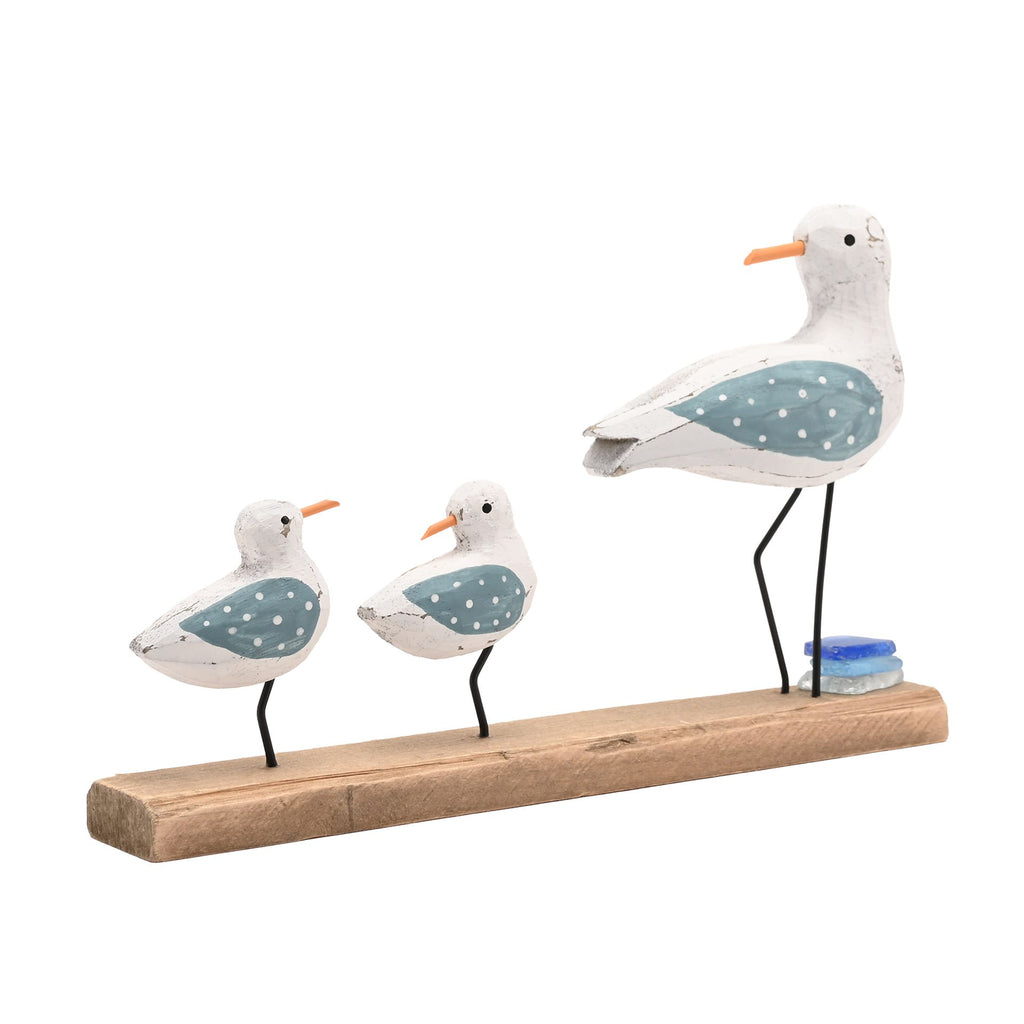 Love Life By The Sea Driftwood with Sea Glass - Seagulls 24cm