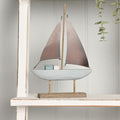 Love Life By The Sea Driftwood with Sea Glass - Boat 25cm