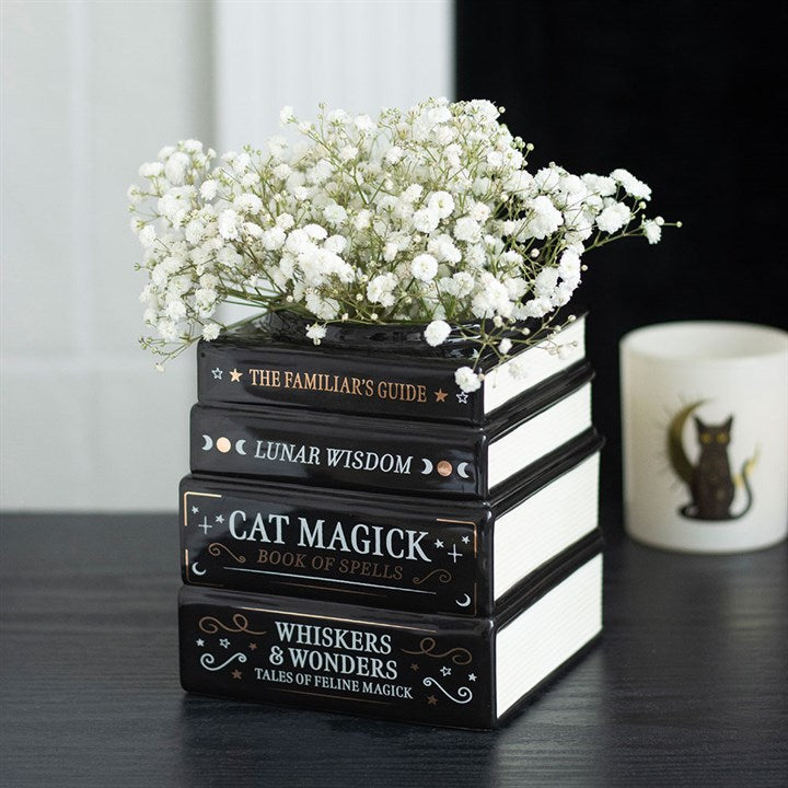 Black Cat Magick Book Stack Vase - product image 2