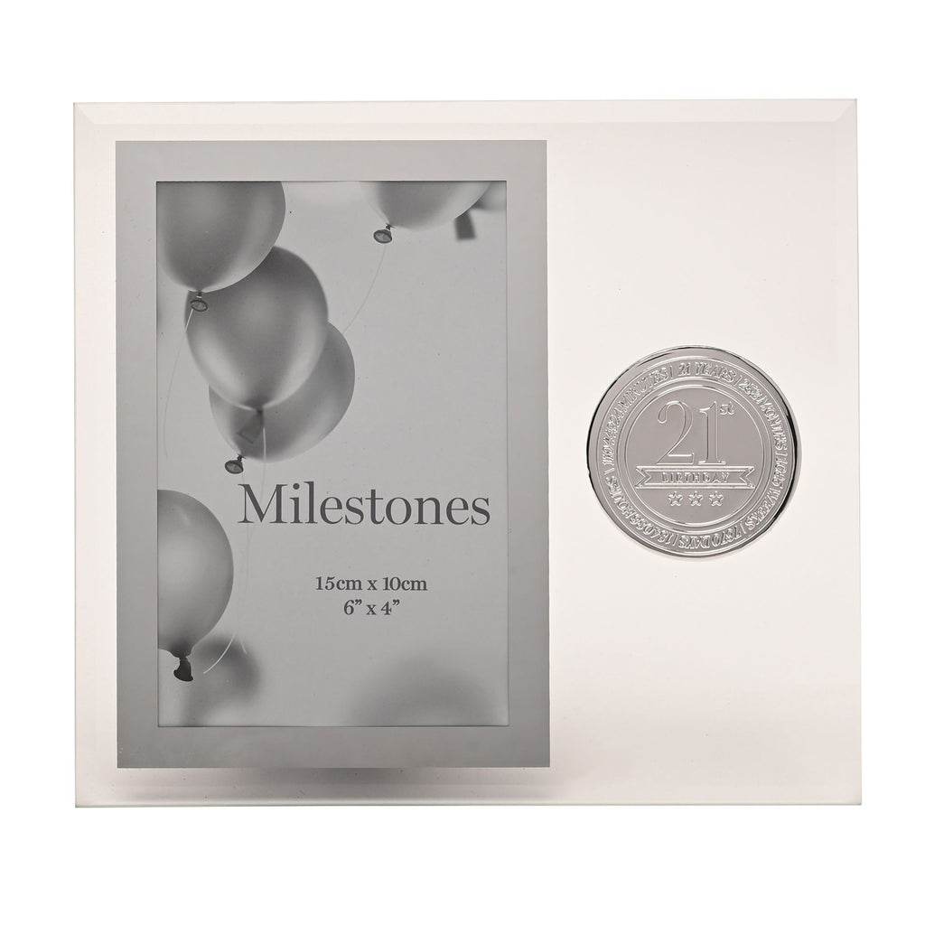 Milestones Glass Frame with Metal Badge 4" x 6" - 21